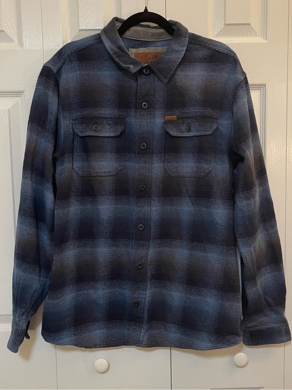 Orvis Blue and Black Plaid Heavy Cotton Shirt Jacket